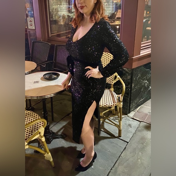 Betsey Johnson | Dresses | Betsey Johnson Black Sequin Midi Dress | Poshmark
